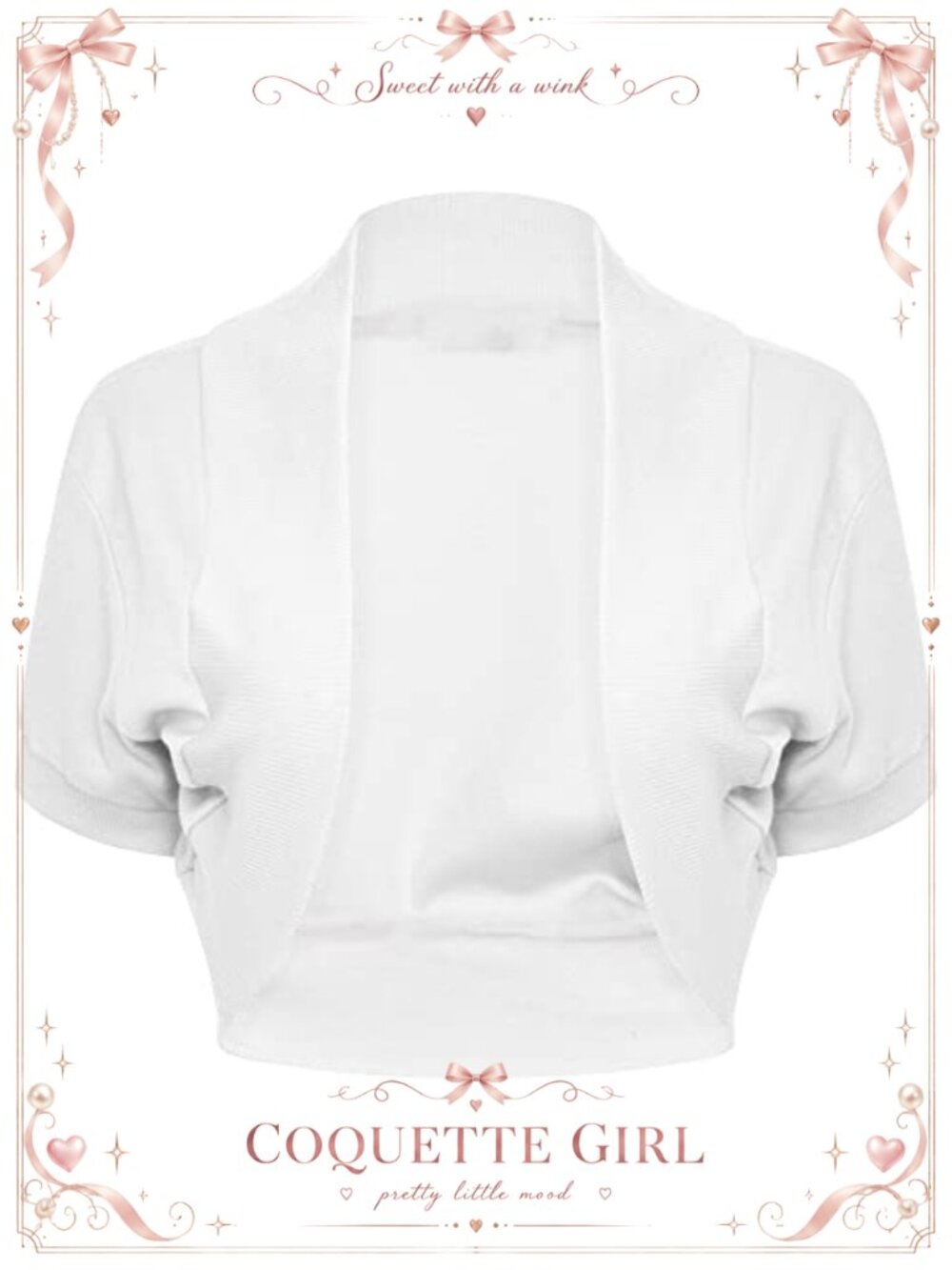 Women's Open Front Cotton Cropped Cardigan Bolero Shrug Short Sleeve